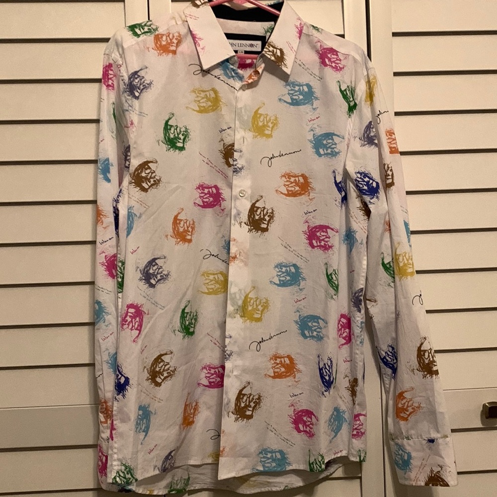 John Lennon and Yoko Button Down Men’s Large